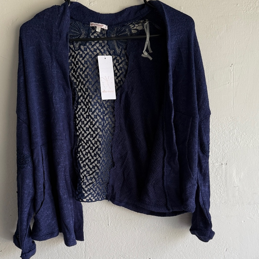 Ella Moss Navy Open-Knit Sweater